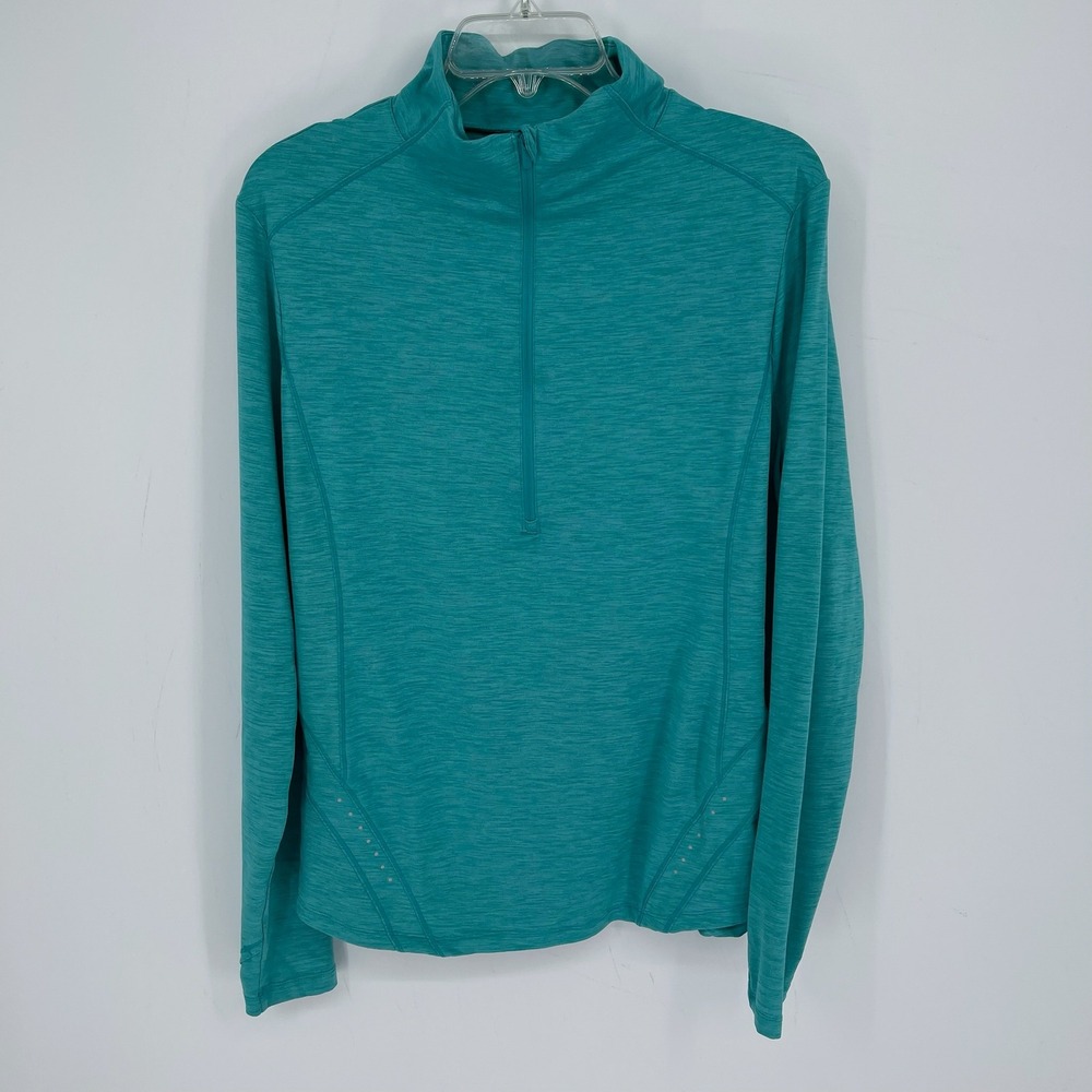 Avia Women's Green Space Dye Quarter Zip Stretch Pullover Sweatshirt Size XXL 20